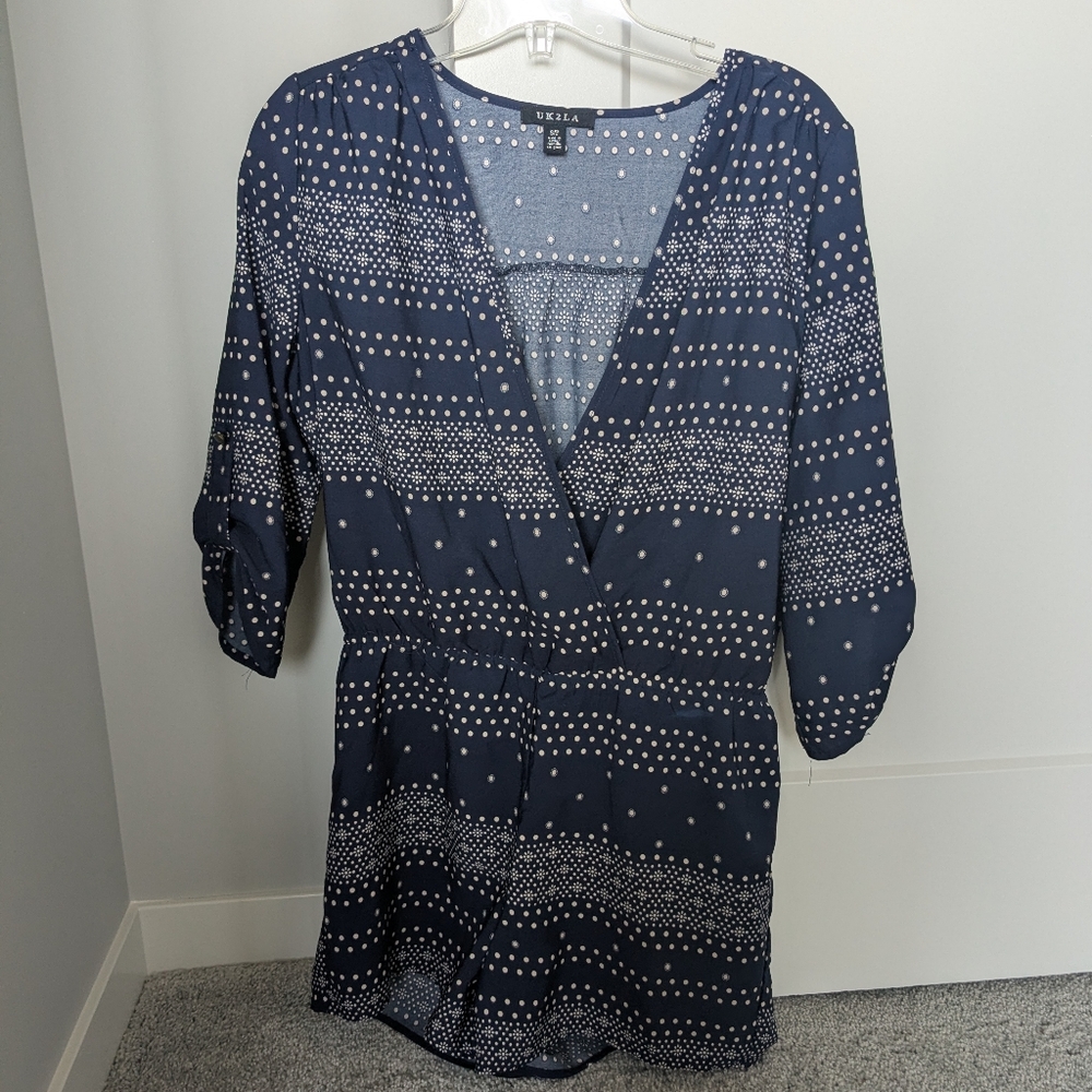 UK2LA Navy and White Dot Dress